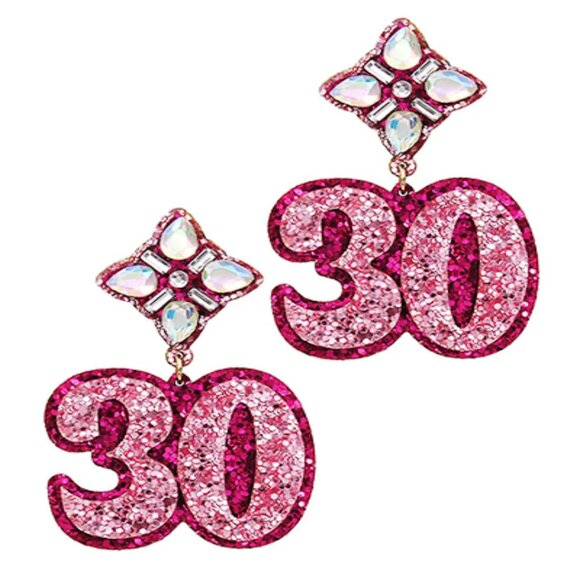 HAPPY BIRTHDAY PINK ACRYLIC GLITTER ICONIC YEAR 16 21 30 40 50 60 NEW - Picture 7 of 10